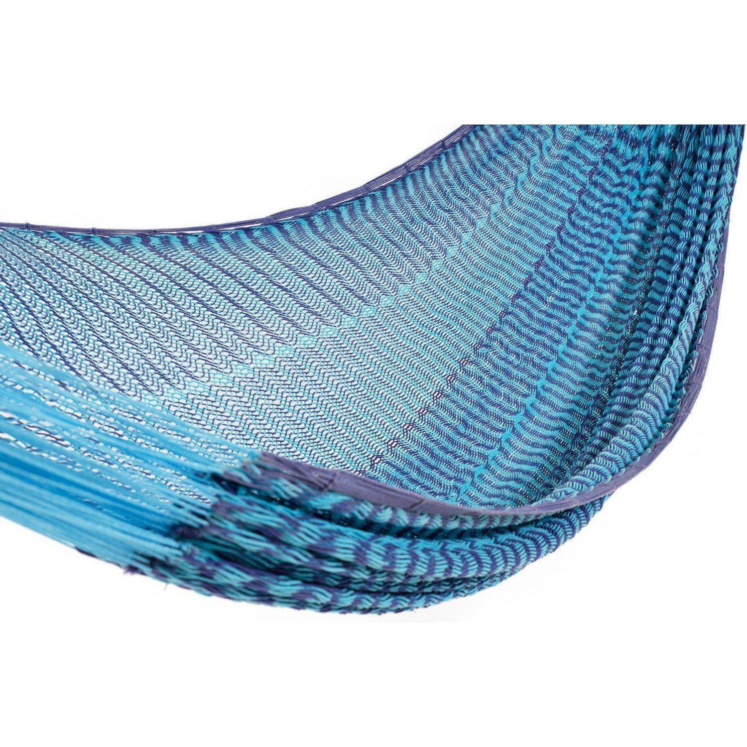 Deluxe Thick Weaved Mexican Hammock Cotton Two Tone Blue-Mexican Hammock-Hammock Heaven