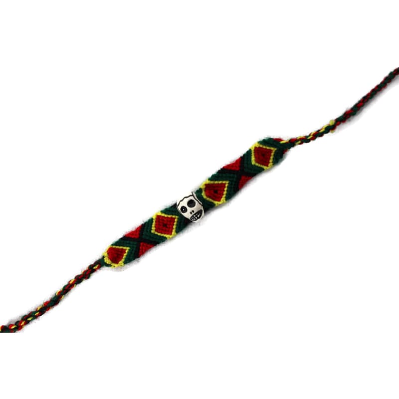 Friendship Cotton Bracelets - Rasta Theme - Skull - 