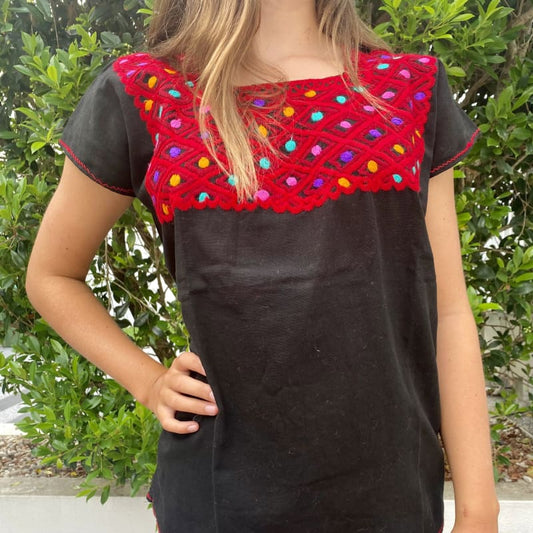 Gorgeous Mexican Embroidered Huipil Maya Top Organic Cotton