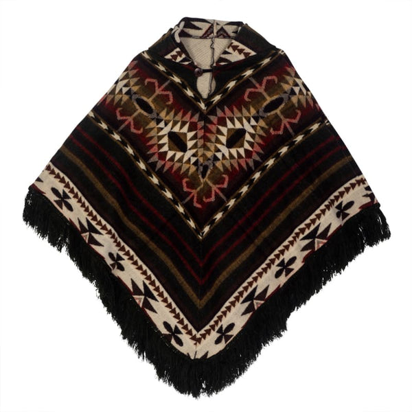 Inca Wool Winter Jorongo Poncho Unisex Brown - Apparel & 