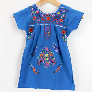 Kids: Mexican Bohemian Dress Blue - Colours of Mexico