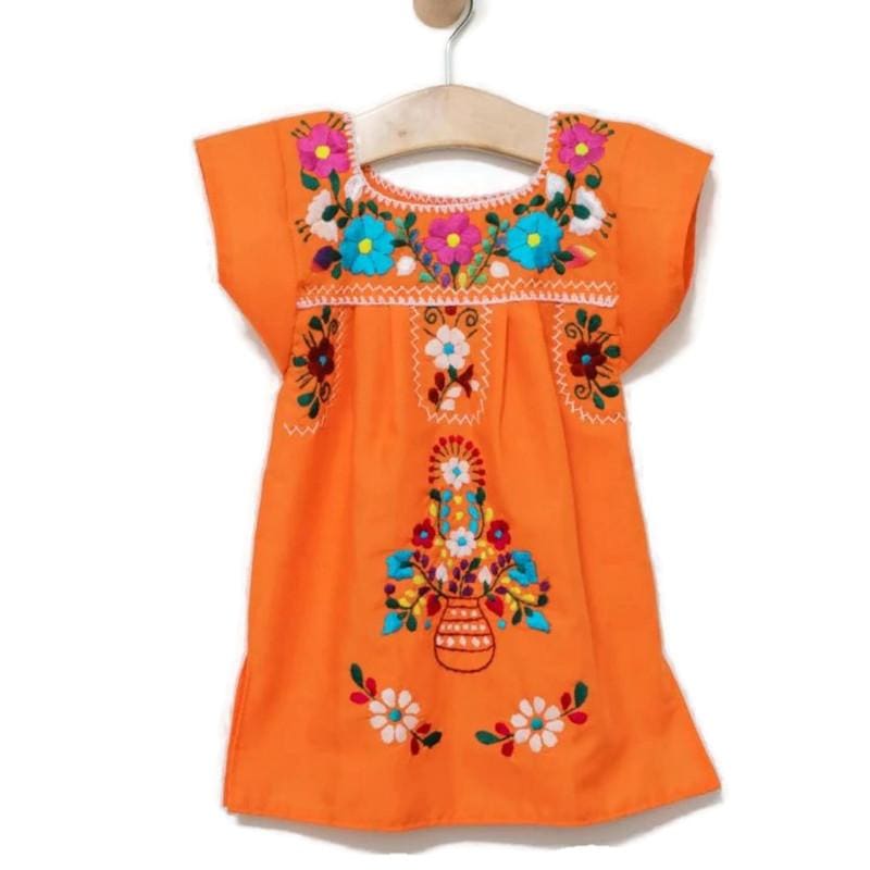 Kids: Mexican Bohemian Dress Orange - dress