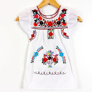 Kids: Mexican Bohemian Dress White - Colours of Mexico
