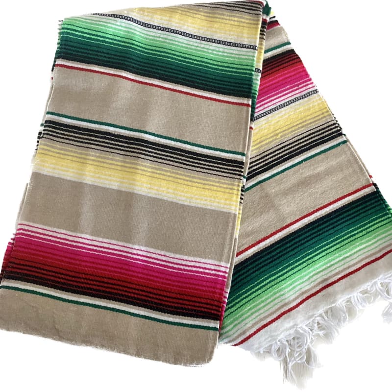Light Brown Mexican Sarape Blanket - sarape