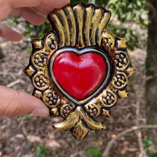Copy of Mexican Heart with Hanging Hearts Tin Hand painted -