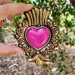 Copy of Lux Mexican Heart Hand Painted with Magnet - Tin