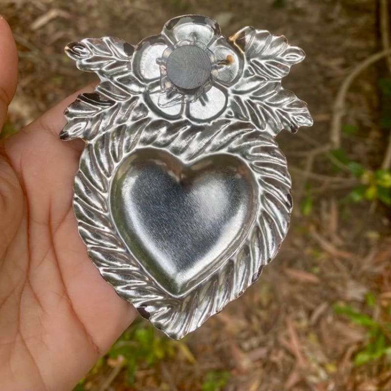 Lux Mexican Heart with Flower on Top Hand Painted