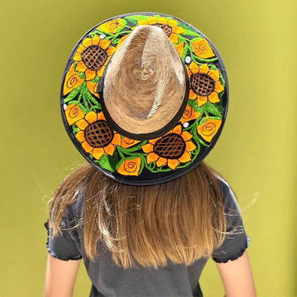 Mexican Artisanal Hat Embroidered Floral Fedora Style - Sun 