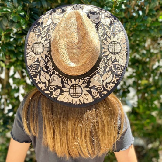 Mexican Artisanal Hat Embroidered Floral Fedora Style - 