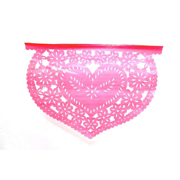 Mexican Bunting - Papel Picado Hearts Love (Red & Pink) - Colours of Mexico