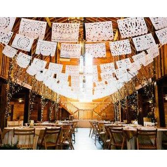 Mexican Bunting - Papel Picado: Wedding (all white) - Colours of Mexico