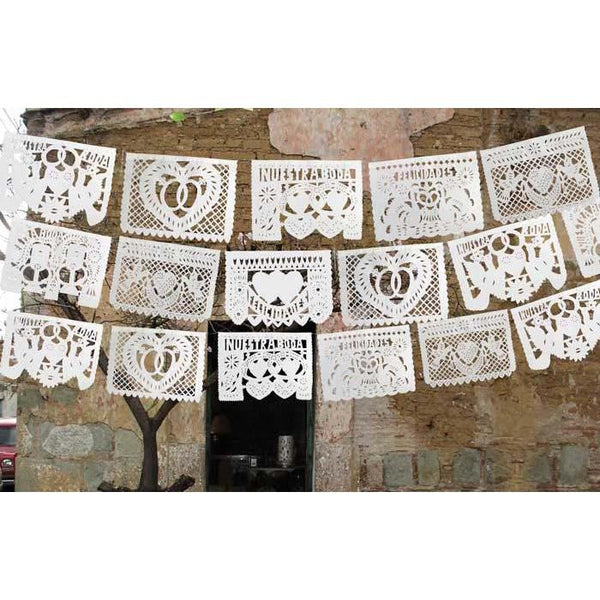 Mexican Bunting - Papel Picado: Wedding (all white) - Colours of Mexico