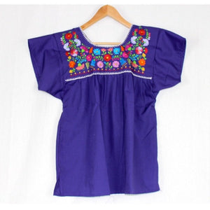 Mexican Embroidered Peasant Top Purple - Colours of Mexico
