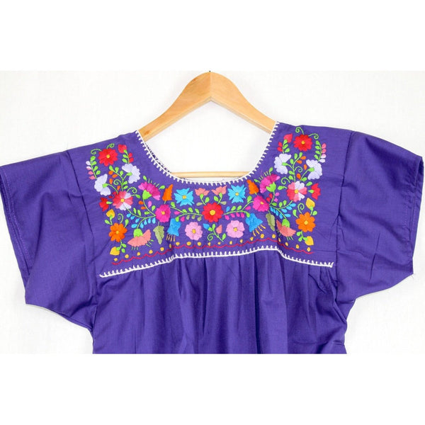 Mexican Embroidered Peasant Top Purple - Colours of Mexico