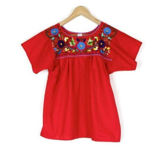 Mexican Embroidered Peasant Top Red - Colours of Mexico