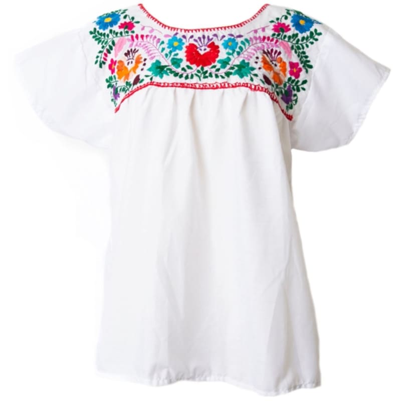 Mexican Embroidered Peasant Top White - Blouse