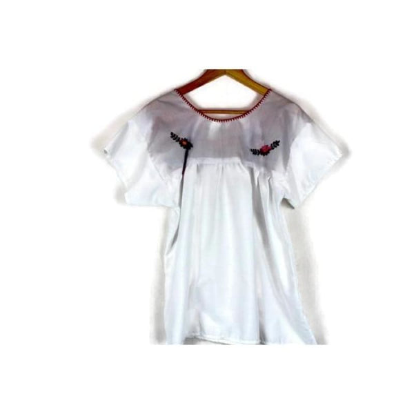 Mexican Embroidered Peasant Top White - Colours of Mexico
