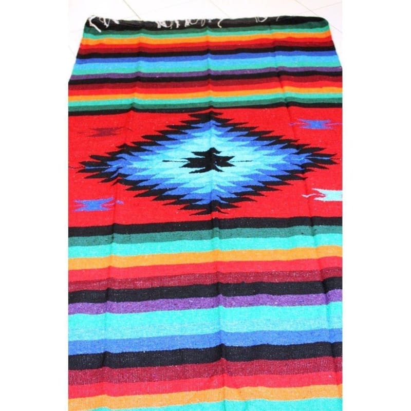 Mexican Floor Rug Aztec design Multicoloured: Red - Colours of Mexico