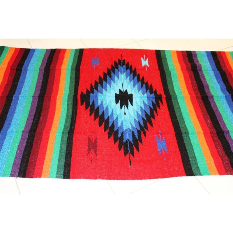 Mexican Floor Rug Aztec design Multicoloured: Red - Colours of Mexico