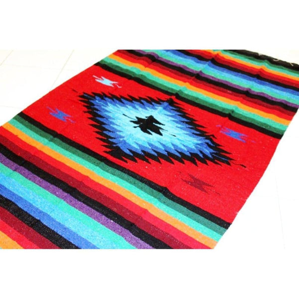 Mexican Floor Rug Aztec design Multicoloured: Red - Colours of Mexico
