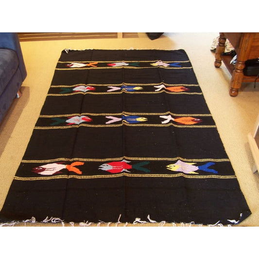 Mexican Floor Rug Fish - Black Fishes - Floor Rug