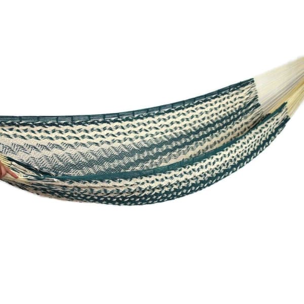 Mexican Hammock Traditional Cotton Dark Green & White - 