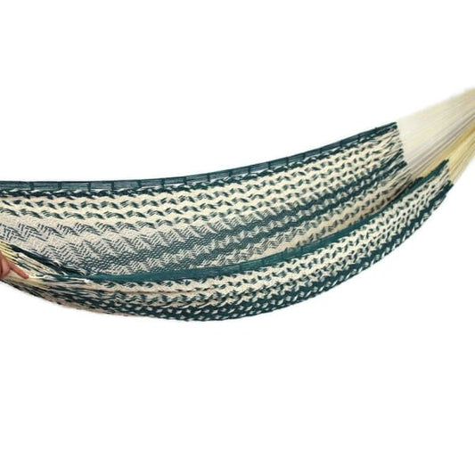 Mexican Hammock Traditional Cotton Dark Green & White - 
