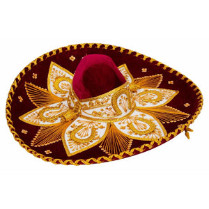 Mexican Mariachi Hat Sombrero Burgundy & Gold - sombrero