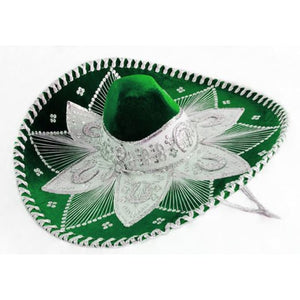 Mexican Mariachi Hat Sombrero Green & Silver - sombrero