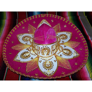 Mexican Mariachi Hat Sombrero Pink & Gold - sombrero