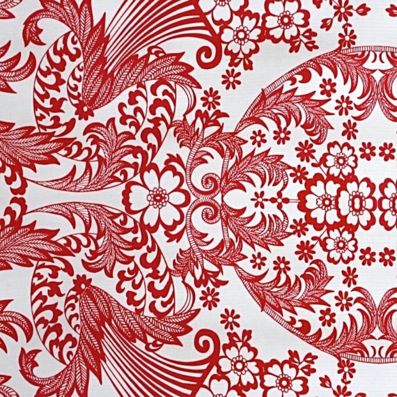 Mexican Oilcloth Fabric Red Eden - Colours of Mexico