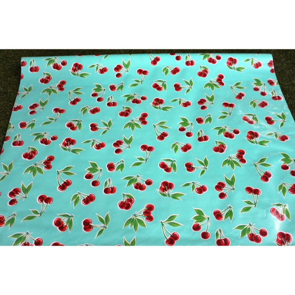 Mexican Oilcloth Fabric Turquoise Cherries - Colours of Mexico