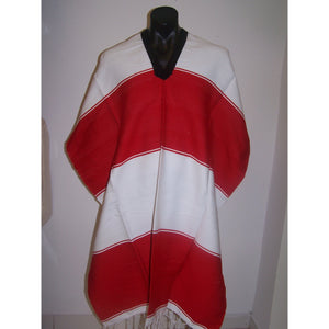 Mexican Poncho Red & White - Colours of Mexico