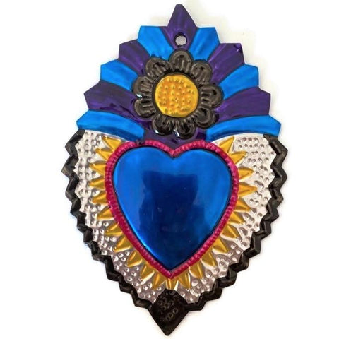 Mexican Tin Hearts - Sunflower Crown