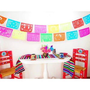 Mini Mexican Bunting - Papel Picado - Fiesta Party (Multicoloured) - 3m Lenght -Small Size - Colours of Mexico