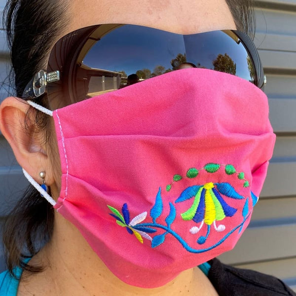 NEW: Embroided Reusable Mask - Made in Mexico - Pink - Mask
