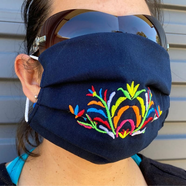 NEW: Embroided Reusable Mask - Made in Mexico - Dark Navy 