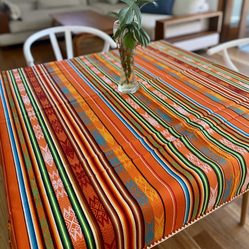Otavalo Inca Tablecloth - Orange- 1.60 m x 1.20 m -