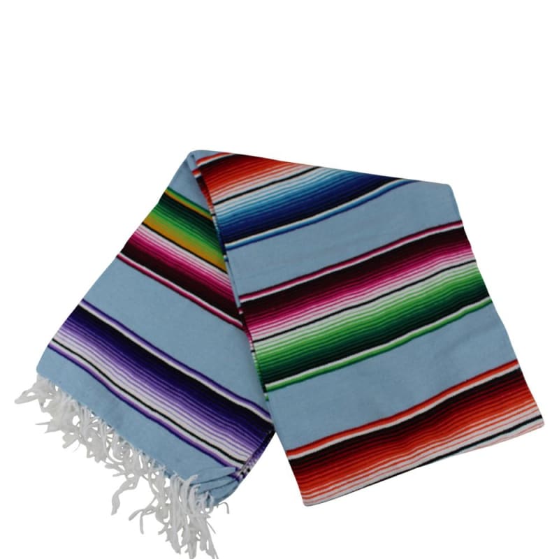 Pale Blue Mexican Sarape Blanket - Colours of Mexico