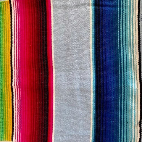 Pale Blue Mexican Sarape Blanket - sarape