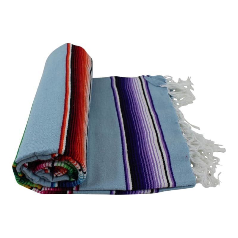 Pale Blue Mexican Sarape Blanket - Colours of Mexico