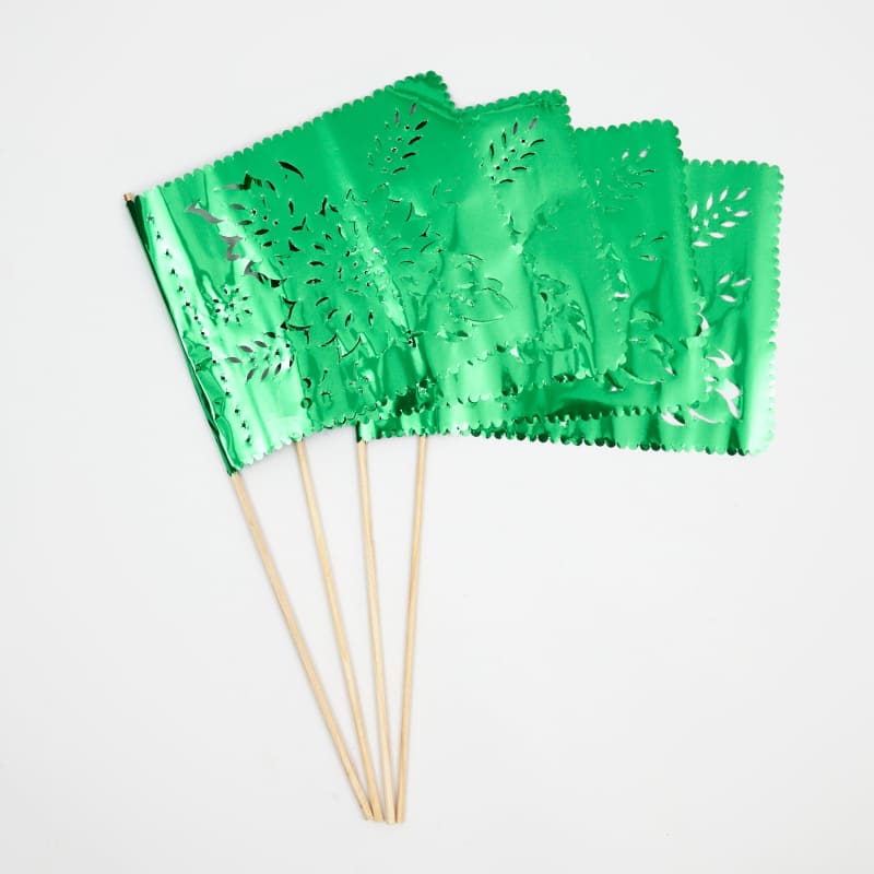 Papel Picado Banderitas (set of 4) Flags on a stick - 