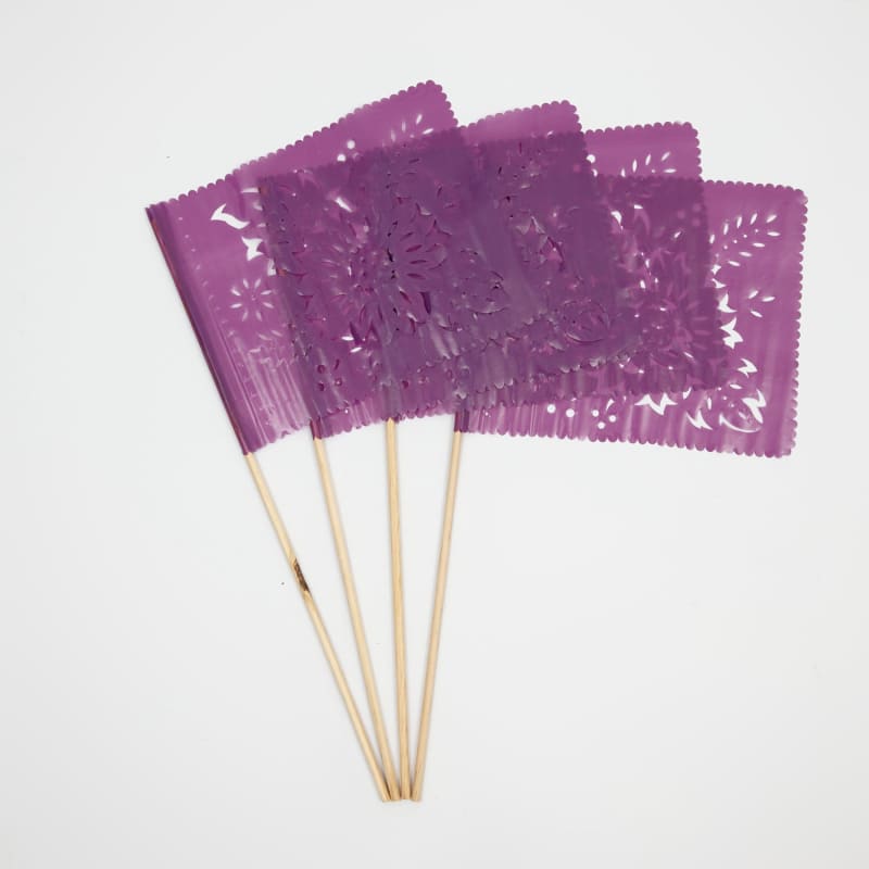 Papel Picado Banderitas (set of 4) Flags on a stick - 