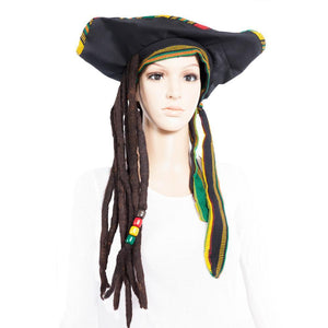 Pirate Rasta Hat with Dreads: Captain Sparrow Style - Colours of Mexico