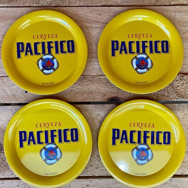 Set of 4 Cerveza Pacifico Metal Coasters