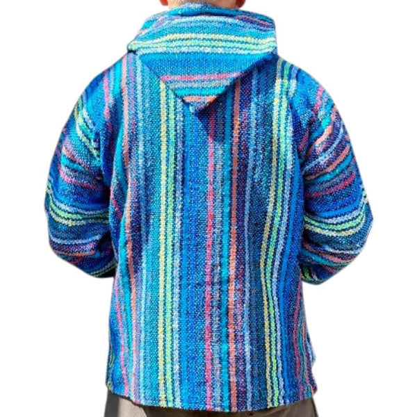 Summer Baja Hooded Jacket: Light Weight Blue Multicoloured -