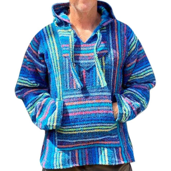 Summer Baja Hooded Jacket: Light Weight Blue Multicoloured -