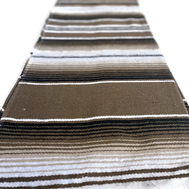 Two Tone Almond Brown Mexican Sarape Blanket - sarape
