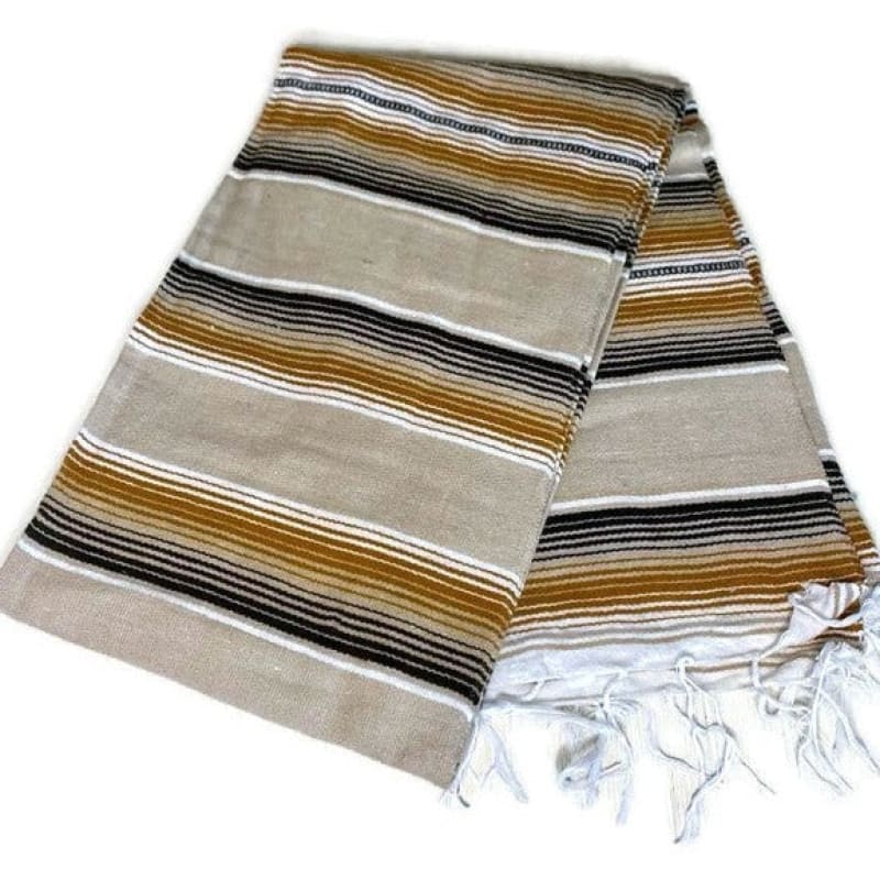 Two Tone Caramel Mexican Sarape Blanket - sarape
