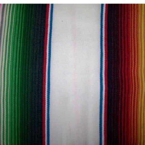 White Mexican Sarape Blanket - Colours of Mexico